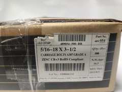 Box of 500 pcs Brighton Best A307 Grade A Carriage 5/16-18 x 3-1/2” Long