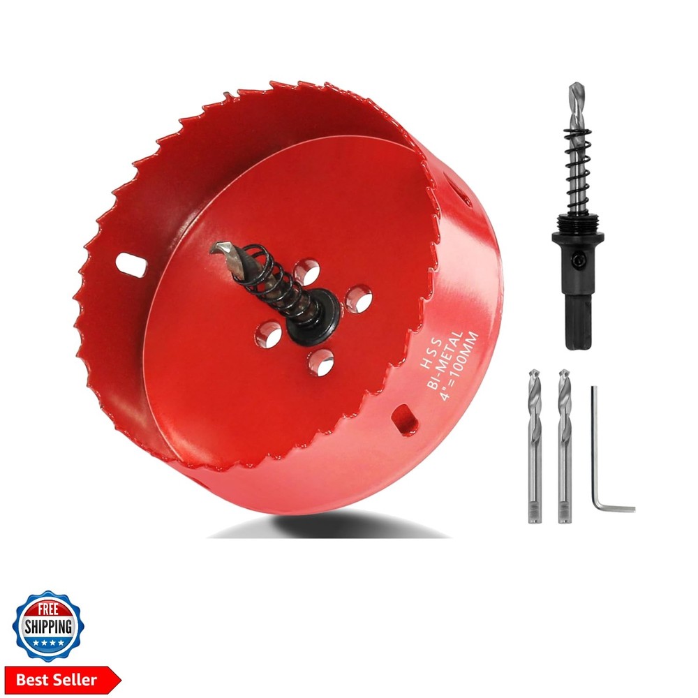 100mm/4 Hole Saw, 1.4 inch Cutting Depth HSS Bi-Metal Hole Cutter for Wood Co…