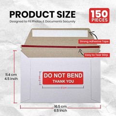 Pack Of 150, Rigid Mailers 6.5×4.5 Self Seal Photo 6.5 X 4.5 Inches, White