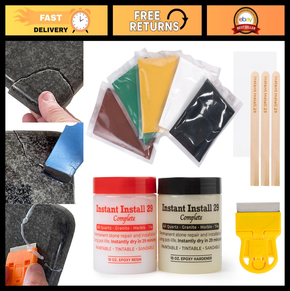29-Minute Epoxy Repair Kit – 20 oz for Granite, Marble & Tile – Complete Set wit