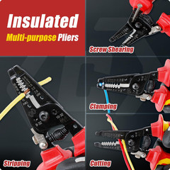 Insulated Wire Stripper and Cutter with Tool Storage Case, 1000V Insulated Multi