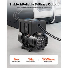Uimoso Single to Three-Phase Rotary Phase Converter 5HP 14A208-240V Input/Output