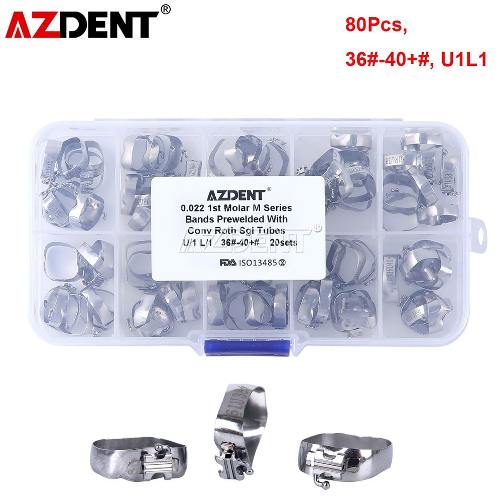 20 Sets Dental Orthodontic Buccal Tubes with Bands 1st Molar Roth.022 36#-40#