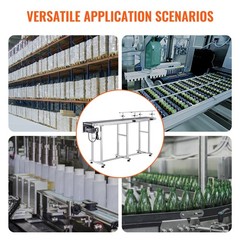 VEVOR Belt Conveyor PVC Stainless Steel Belt Conveyor 71″x7.8″ Double Guardrail