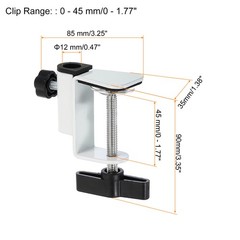 0.49″ Hole Dia. Universal C-Clamp Desk Clamp for Table Lamp Mic Arm White