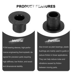10Pcs Flanged Sleeve Bearing, ID 3mm x OD 4mm x Length 5mm POM Bushing, Black