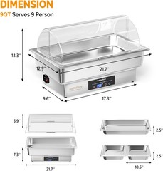 ROVSUN 9QT Electric Chafing Dishes for Buffet with Temperature Control Display