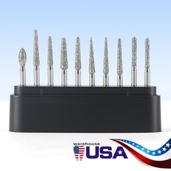 Dental Diamond Zirconia Cutting Burs Kit Friction Grip 1.6mm 10Pcs/Pack
