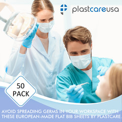 Dental Bibs 50 Cobalt Blue + 5 Bib Clips Kit Disposable Waterproof