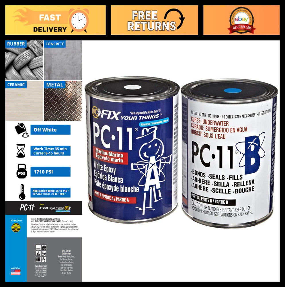Two-Part Marine Epoxy Adhesive Paste, Off White, 8 lb, Waterproof, Strong Bond