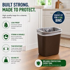 Small Trash Bags 3 Gallon Garbage Bags (440 Count) Bathroom Clear Plastic Was…
