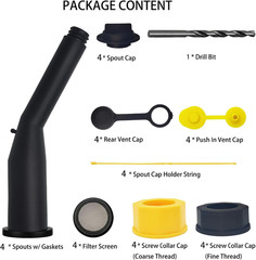 4 Pack Gas Can Spout Replacement Kit Universal Leakproof Black