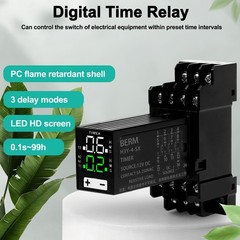 LCD Digital Timer Relay 12 VDC Dual Time Control With Plug-in Terminal Socket