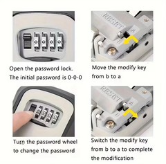 Key Lock Box Wall Mount Outdoor Weatherproof 4-Digit Combination Key Safe