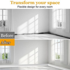 Self-Adhesive Flexible Baseboard Molding Trim – 60 Ft Vinyl Wall Base for