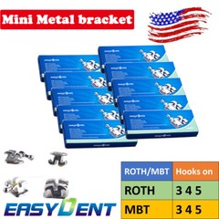 5pack Dental metal brackets roth/MBT orthodontic Mini braces slot.022 hook on345