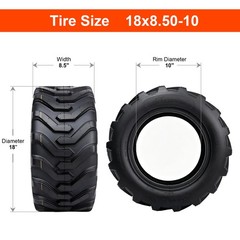 Set 2 18×8.50-10 Skid Steer Tires 18×8.5×10 8 Ply SKS Industrial Loader Tubeless