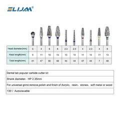 10 Pcs Dental Lab Polishing Bur Drills Tungsten Steel Carbide Burs Burrs 2.35mm