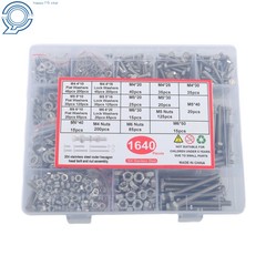 1640PCS M4 M6 M5 Bolts and Nuts Assortment Kit Grade 8.8 Alloy Steel Hex Screws