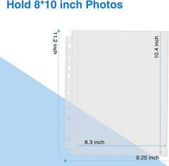 30 Heavy Duty 8×10 Photo Sleeves for 3 Ring Binder, Clear Refill Pages