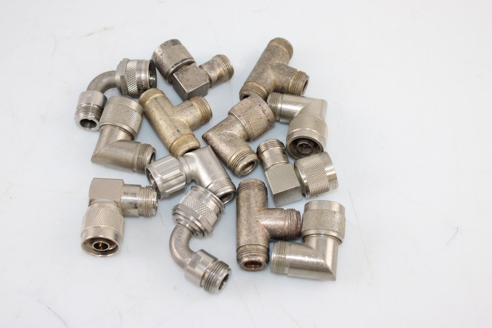 Lot of 12 Type N RF Coaxial Adapters Connectors 90? Elbow T Male Female Mixed
