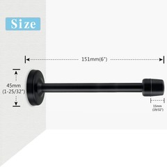 Door Stop, 2 Pack Extra Long Stopper, Stainless Steel, 6 6inch X 2pack, Black