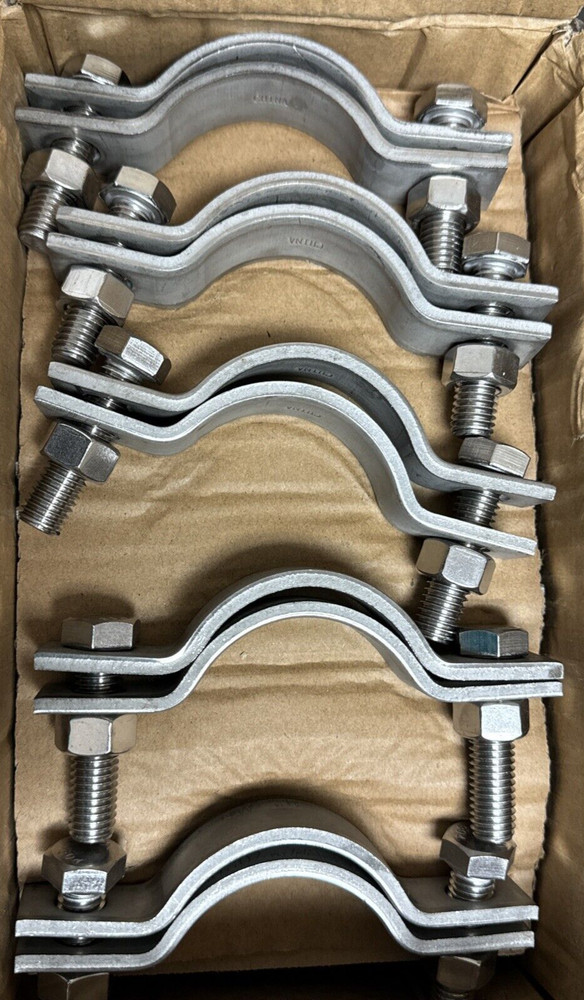 LOT OF 5 FNW 7020S 2 in. 1040 lb. 304 Stainless Steel Medium Split Pipe Clamp