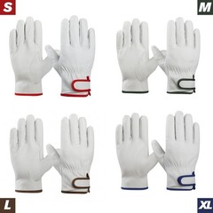 12 Pairs White Goatskin Leather Work Gloves – Heavy Duty, Soft, Adjustable Cuff