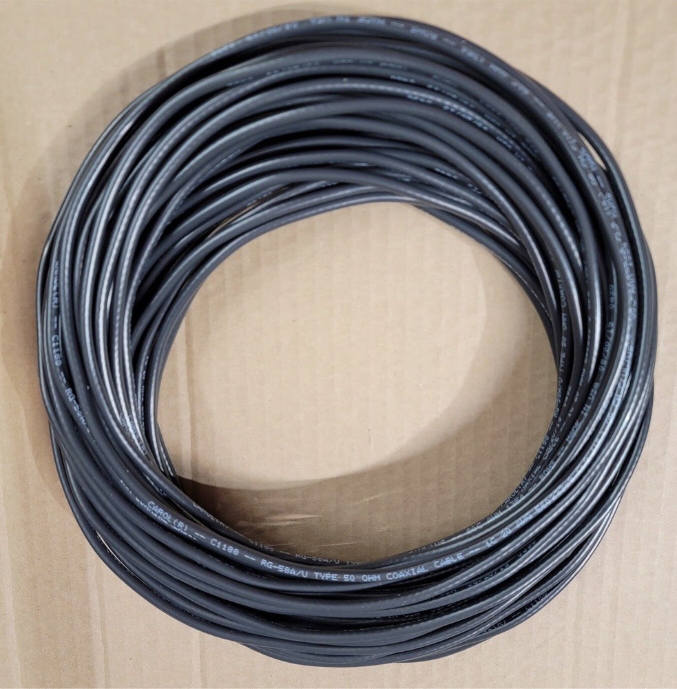 100’ Carol RG-58/AU RG-58 AU Coax Coaxial Cable 50 Ohms 20 awg Tinned Copper