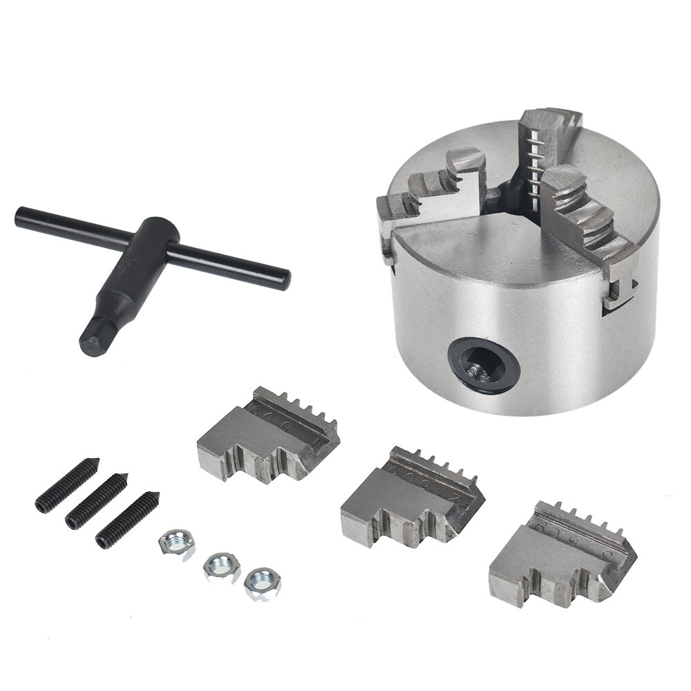 Lathe Chuck K11-80 3″ 3-Jaw Self-Centering Design 80mm Steel Grinding Jaw