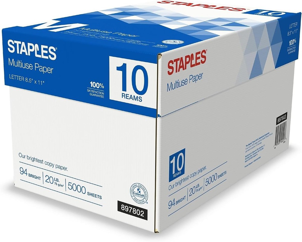Multipurpose Copy Printer Paper 20 lb 8.5 x 11 Inches 10 Reams 94 Bright White