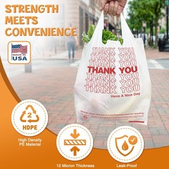 Thank You Plastic Bags Handle White 350 Count 11.5 x 6.5 21″ Grocery Shopping