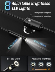 Endoscope Snake Camera with Light,IP67 Waterproof Camera for Android iPhone iPad