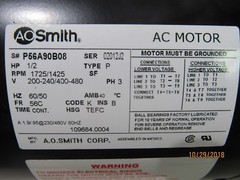 A.O. SMITH P56A90B08 1/2HP 230/240/460/480 3PH 1725RPM AC MOTOR 56C 5/8″ SHAFT