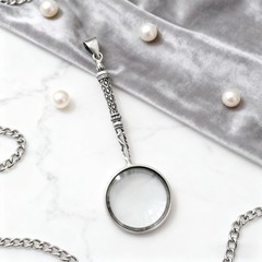 Vintage 925 Sterling Silver Magnifying Glass Necklace – 10X Loupe Monocle Nec…