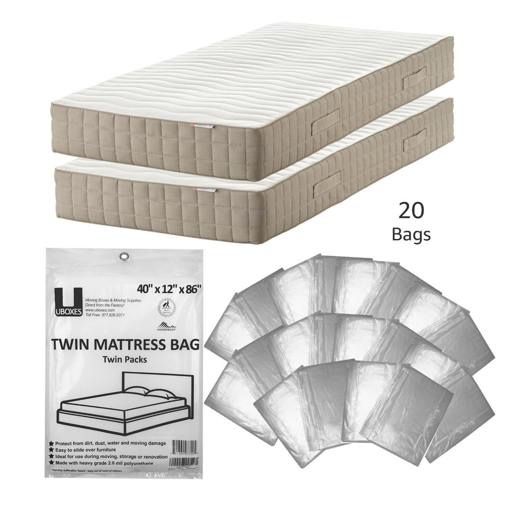 UBMOVE Twin Size Mattress Bags 40x12x86″ Poly Protective Covers 20 Pack