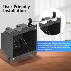 5 Pack 2-Gang Black Old Work Electrical Box, PVC, 25 Cu In, ETL, Retrofit