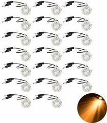 All Star QTY 20-3/4 (.75 Inch) Mini Clear Lens Amber 3 LED Clearance Lamp Round