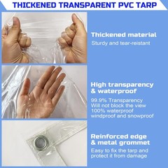 Clear Tarp 6 x10FT, 20 Mil Clear Vinyl Tarp, Small Cover Plastic Sheeting wit…