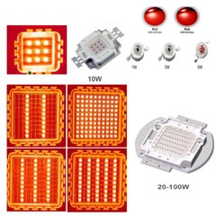 3W 10W 50W 100W High Power Smd Led Chip Red 620nm 660nm Light Emitting Diodes
