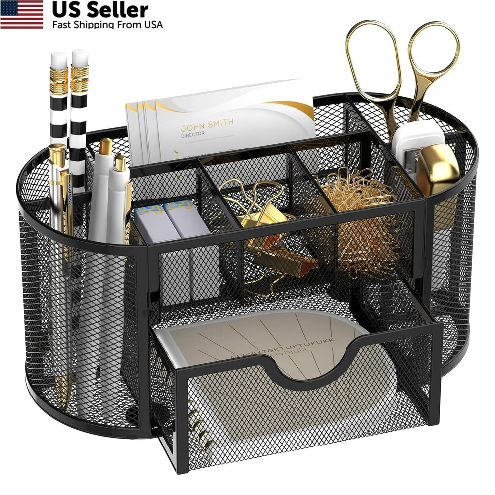 SUPEASY Mesh Desk Organizer, Accessories & Workspace Obsidian Black