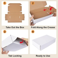 9x6x2 Inches Corrugated Shipping Boxes – 2 Pack White for Eco-Friendly Mailing