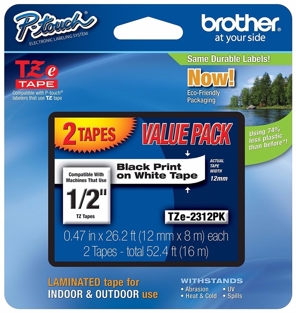 Brother P-Touch PT-D210 Label (2 pack) (1 TZE-2312PK)