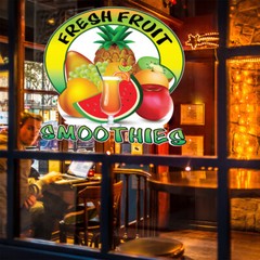 Food Truck Decals Fresh Fruit Smoothies Restaurant & Food Concession Sign Pink