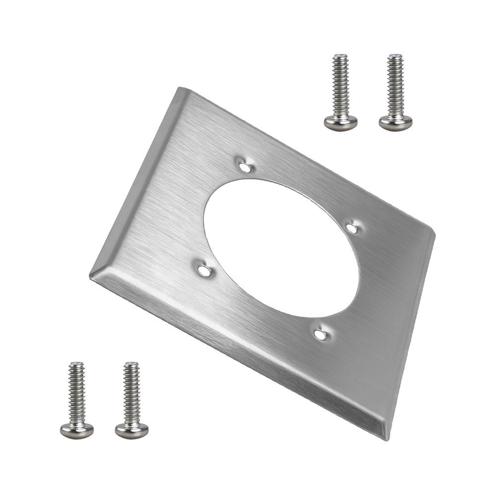 2 Gang Outlet Cover Wall Plate Single Hole+ 4 Screws for Hubbell HBL9450A 14-50R