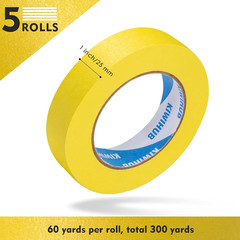 Yellow Painters Tape,1″ X 60 Yards X 5 Rolls (300 Yards Total) – Medium Adhesive