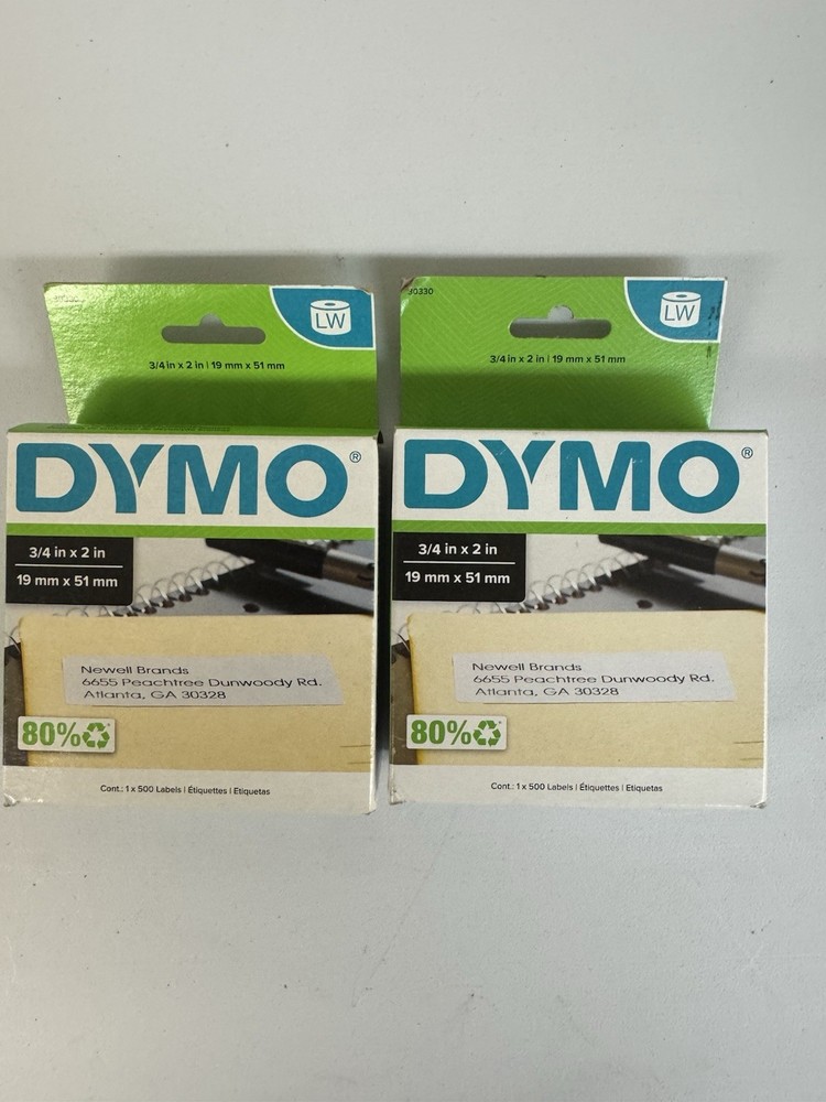 2 – Dymo 3/4″ X 2″ White Return Address Labels 30330 (500 labels)