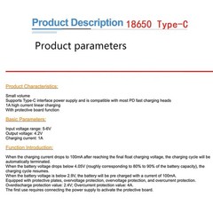 Type-C USB Ternary 5V 1A 3.7V 4.2V 18650 Li-on Charger & Protection 3.7V 4.2V