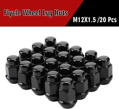 20PCS 1.4″ 12X1.5 Closed End Bulge Acorn Black Lug Nuts – Cone Seat 19Mm Hex