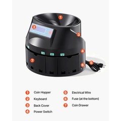 Uimoso USD Coin Sorter Coin Counter Wrapper and Roller 300 Coins/min LCD Display